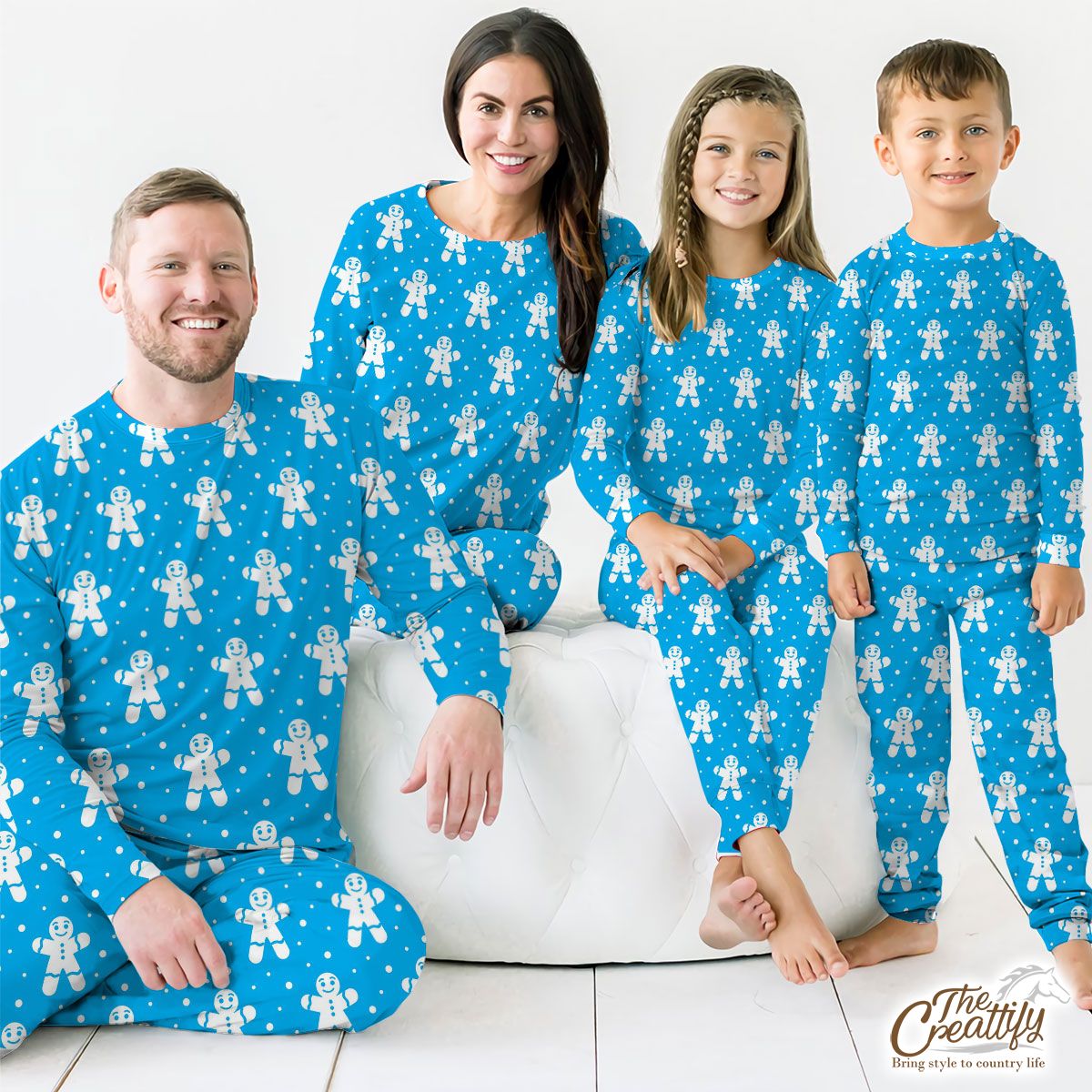 Christmas Gingerbread Man On The Blue Background Pajamas