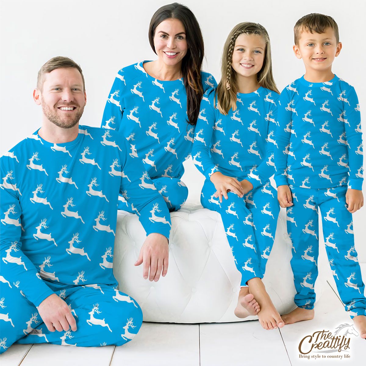 Christmas Reindeer On The Blue Background Pajamas