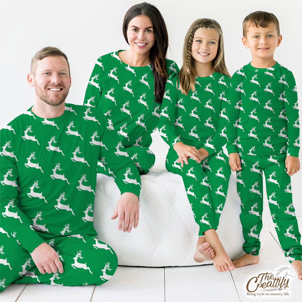 Christmas Reindeer, Santas Reindeer, Reindeer On Green Pajamas