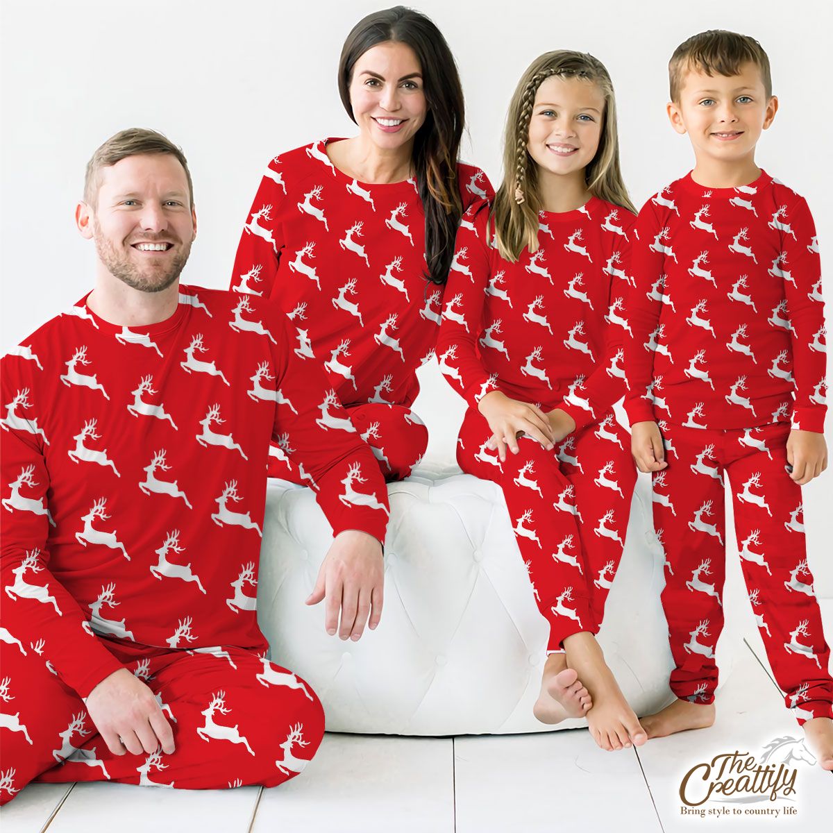Christmas Reindeer, Santas Reindeer, Reindeer On Red Pajamas