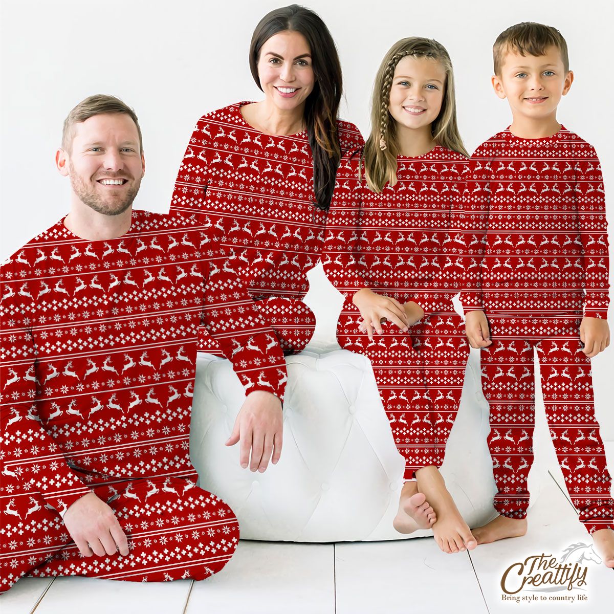 Christmas Reindeer, Snowflake Pattern Pajamas