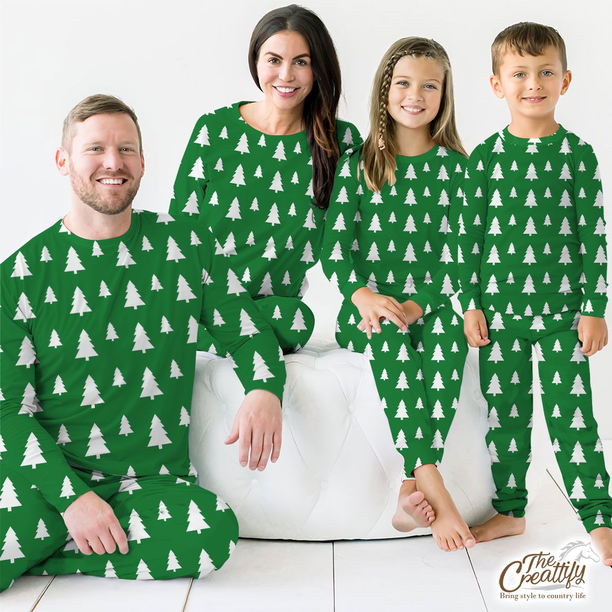 Green And White Christmas Tree Pajamas