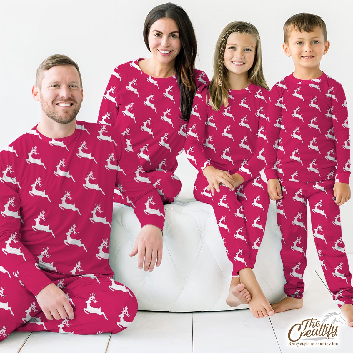 Pink And White Christmas Reindeeer Pajamas
