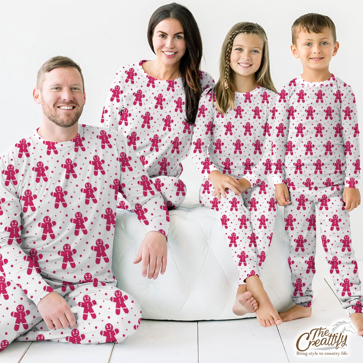 Pink And White Gingerbread Man Pajamas