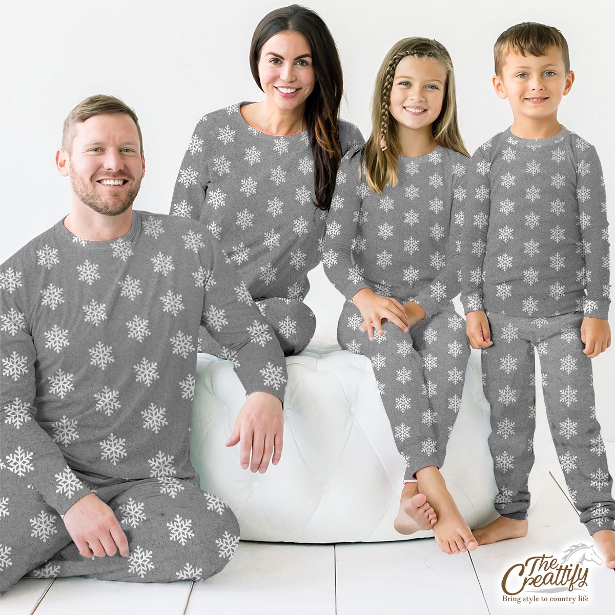 Snowflake Pattern, Christmas Snowflakes, Christmas Present Ideas On Grey Pajamas