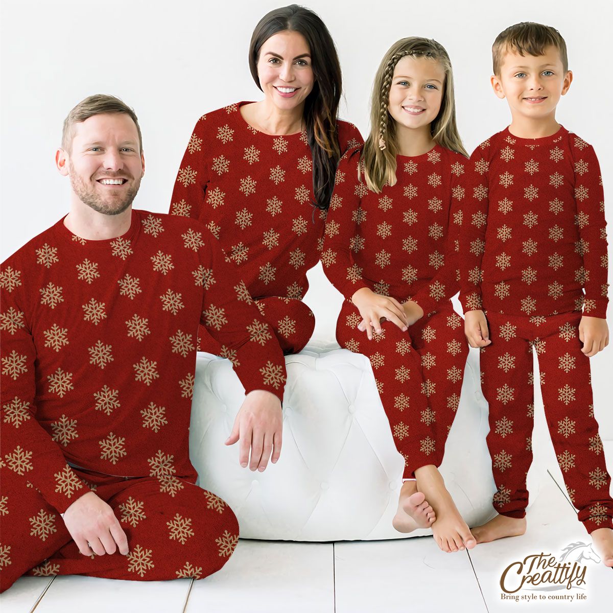 Snowflake Pattern, Christmas Snowflakes, Christmas Present Ideas On Red Background Pajamas
