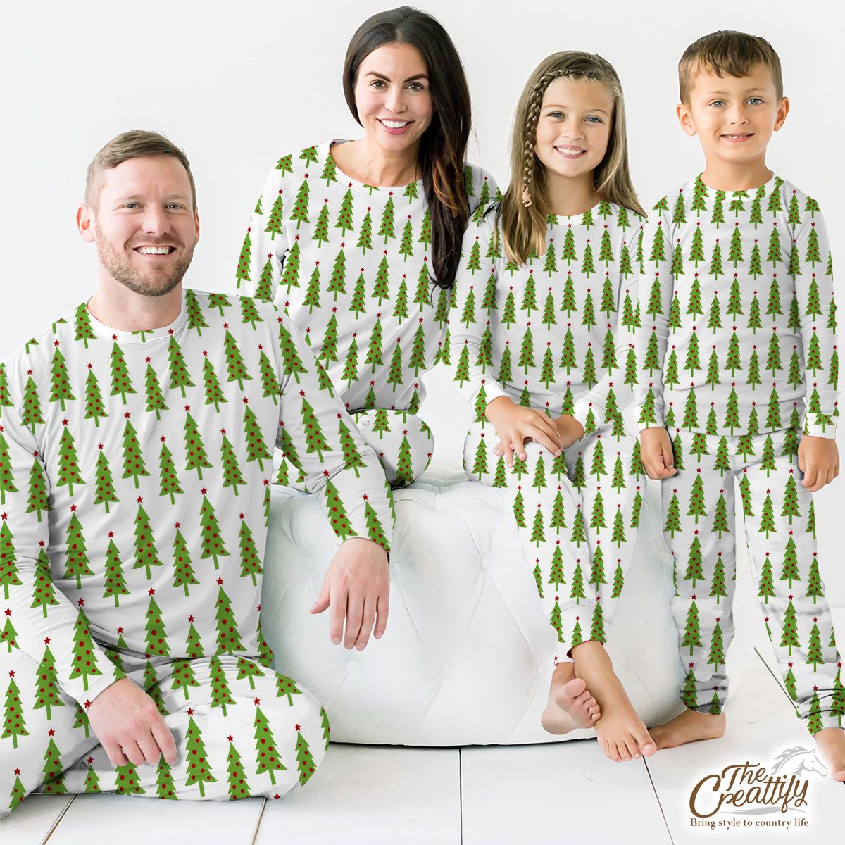 White And Green Christmas Tree Pajamas