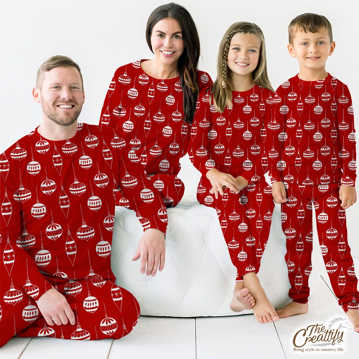 White Christmas Baubles Seamless Pattern Pajamas