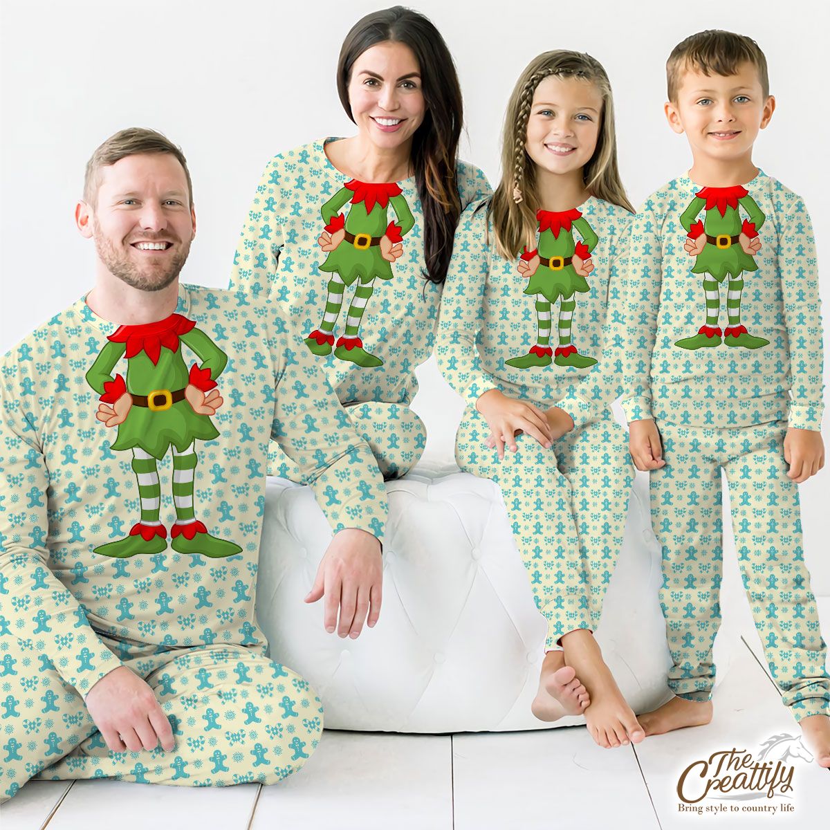Christmas Gingerbread Man, Candy Cane On Snowflake Background Customized Pajamas