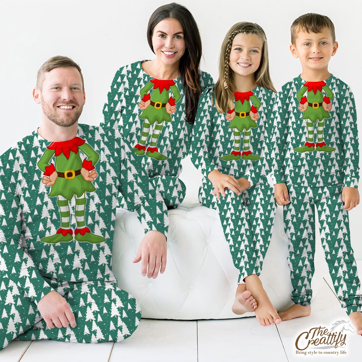 Green And White Christmas Tree Customized Pajamas