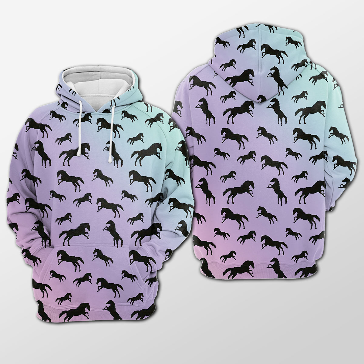 Horse Ombre Pattern Hoodie