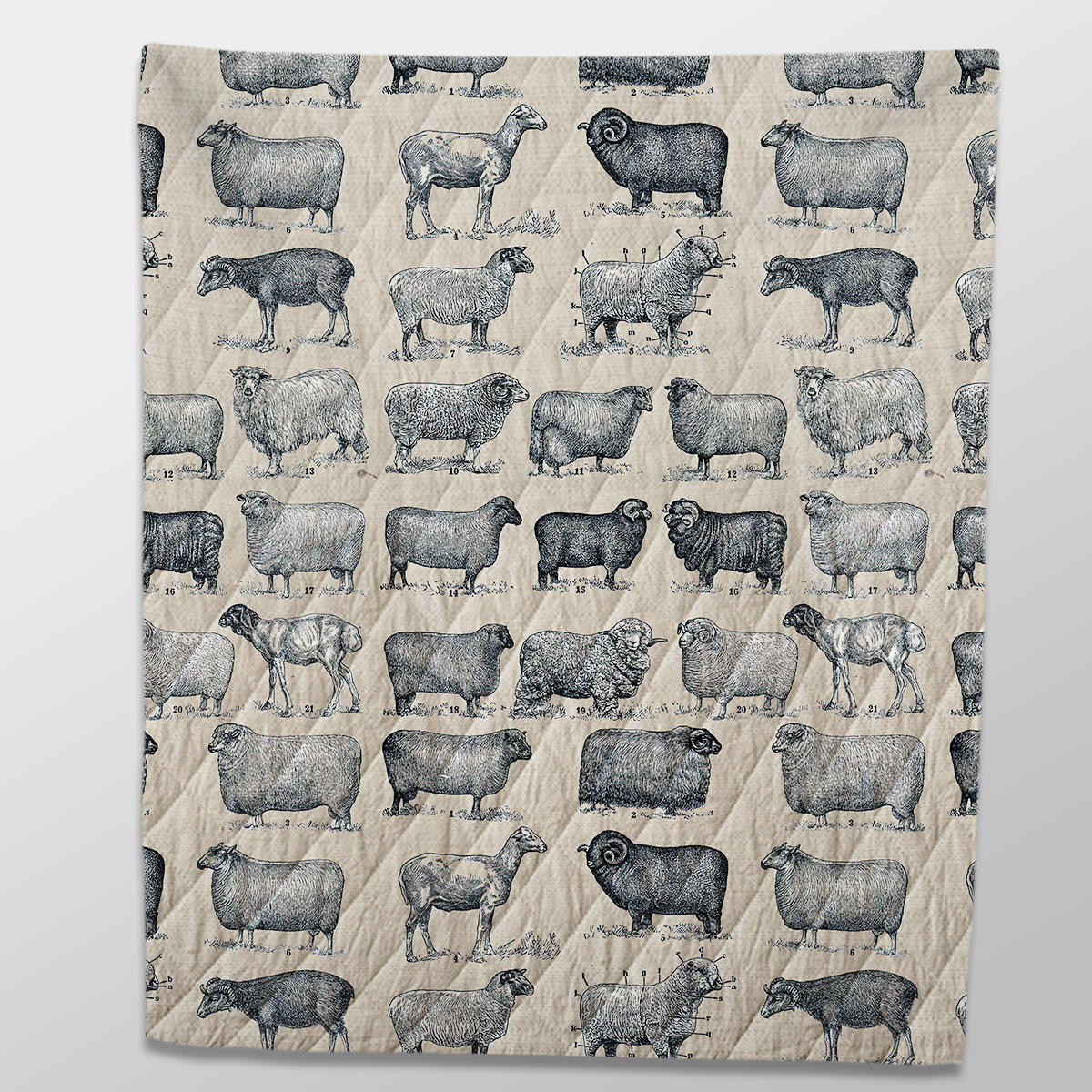 Sheep Breed Vintage Pattern Quilt