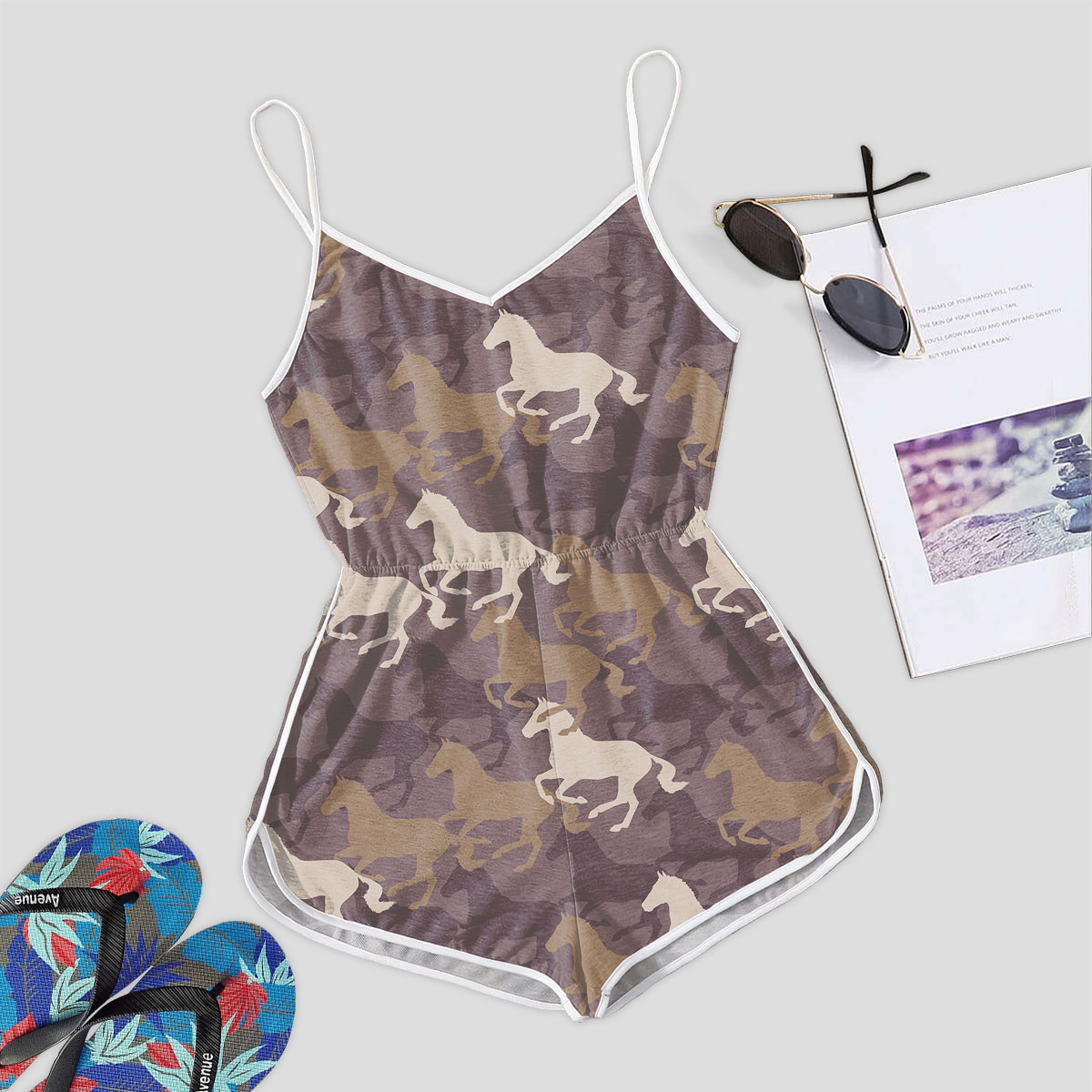 Horse Camouflage Pattern Romper