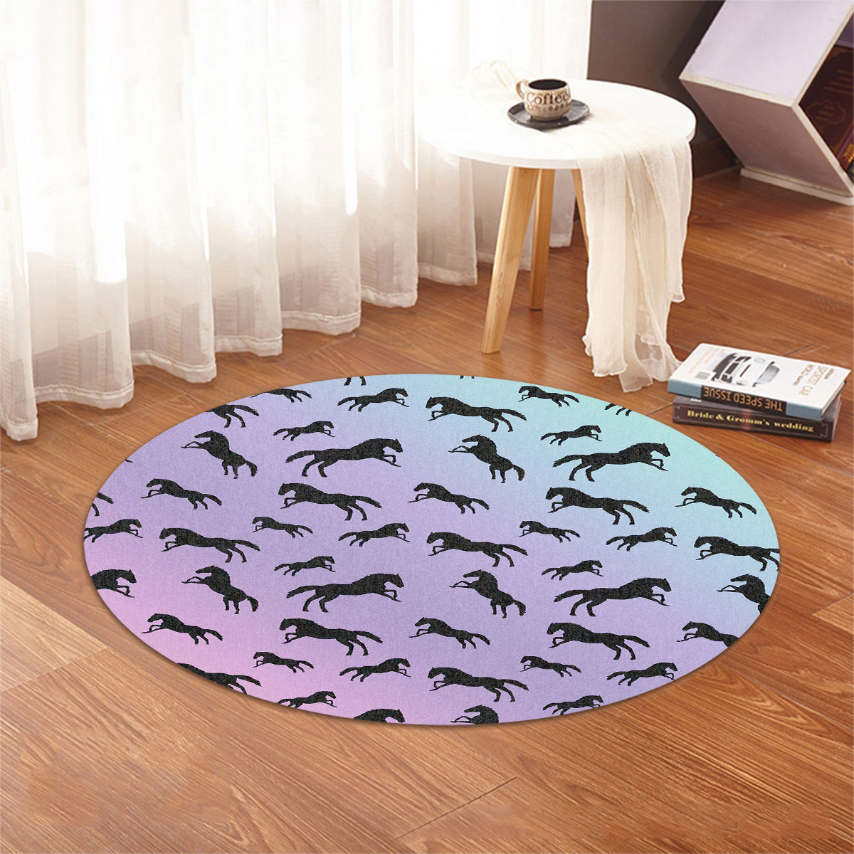 Horse Ombre Pattern Round Rug
