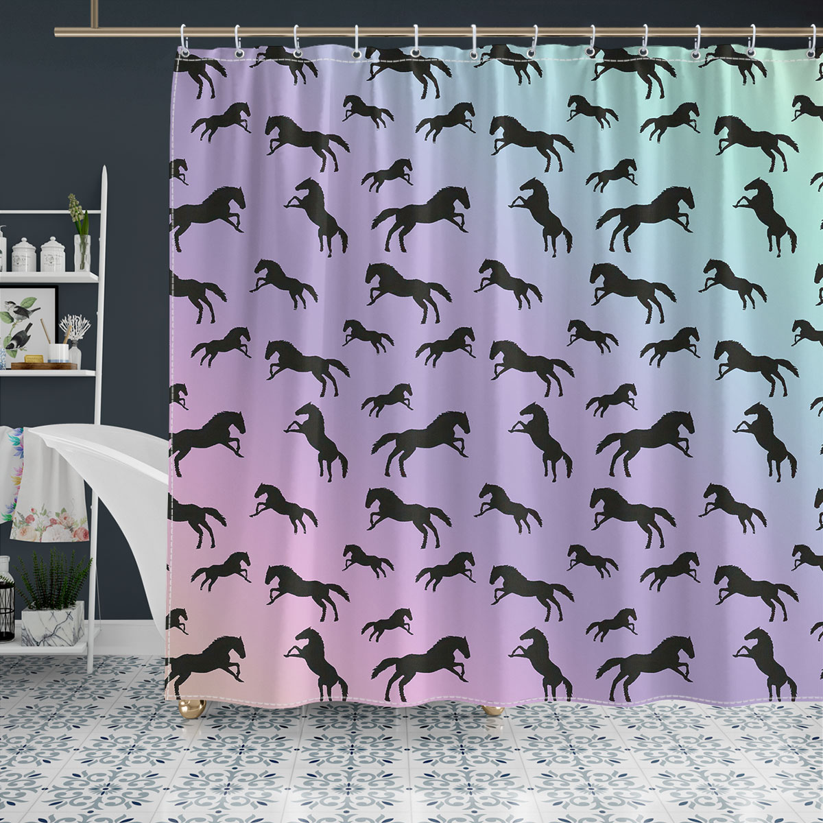 Horse Ombre Pattern Shower Curtain