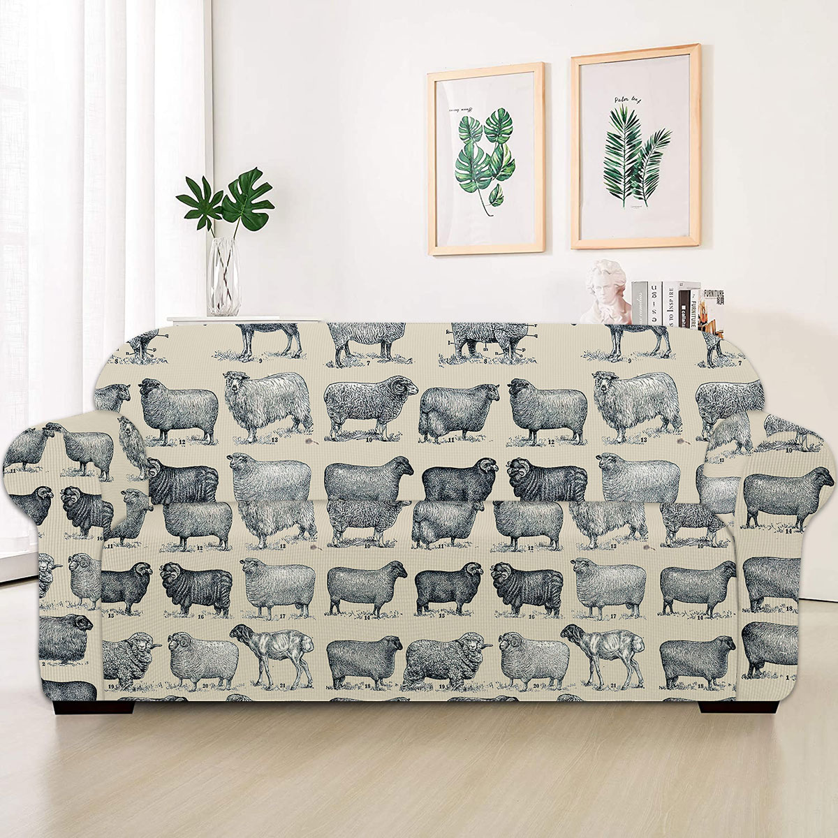Sheep Breed Vintage Pattern Sofa Cover