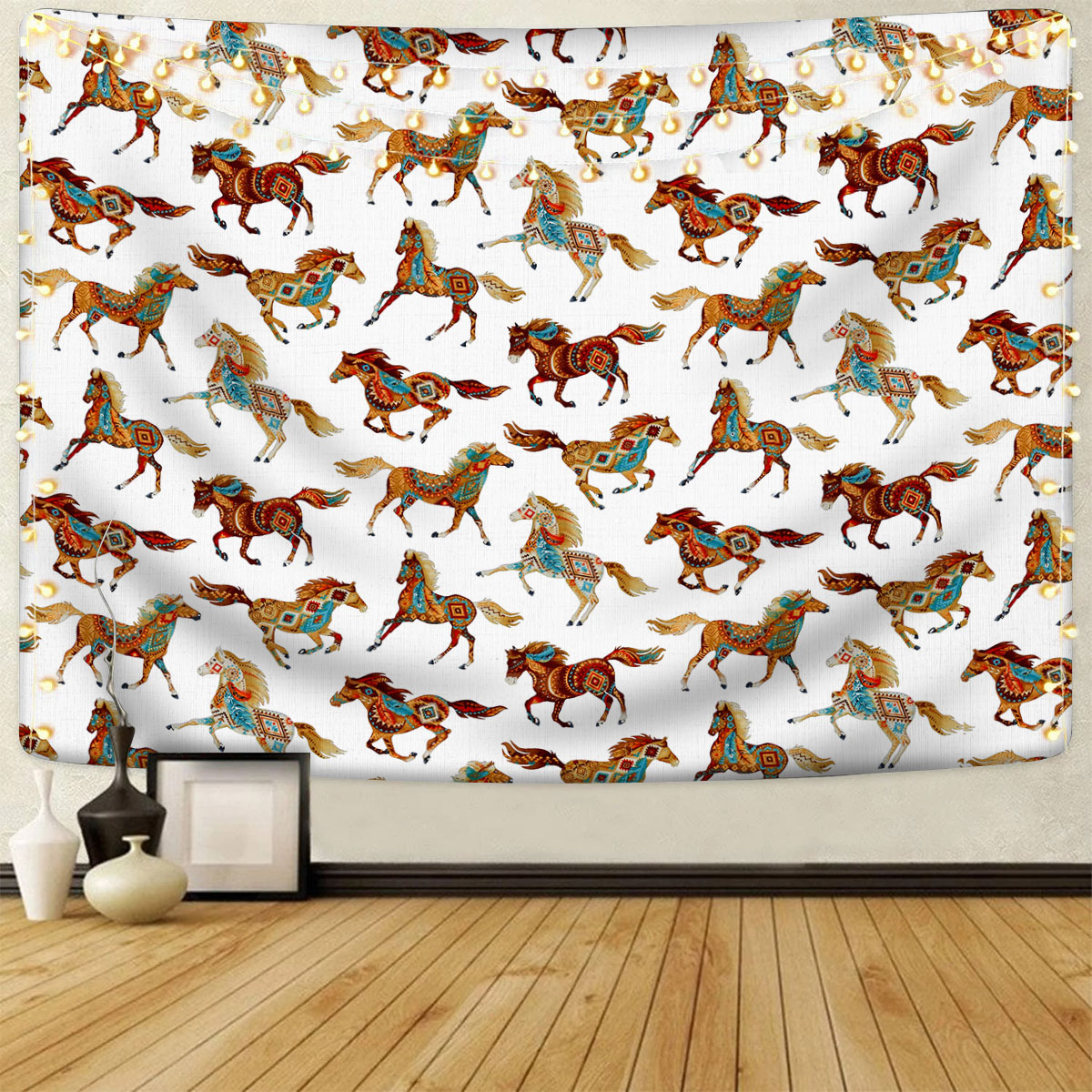 Native Horse Pattern Tapestry