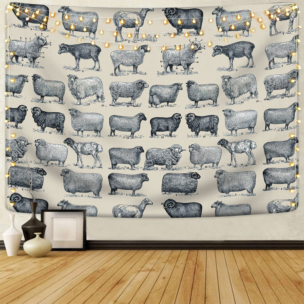 Sheep Breed Vintage Pattern Tapestry