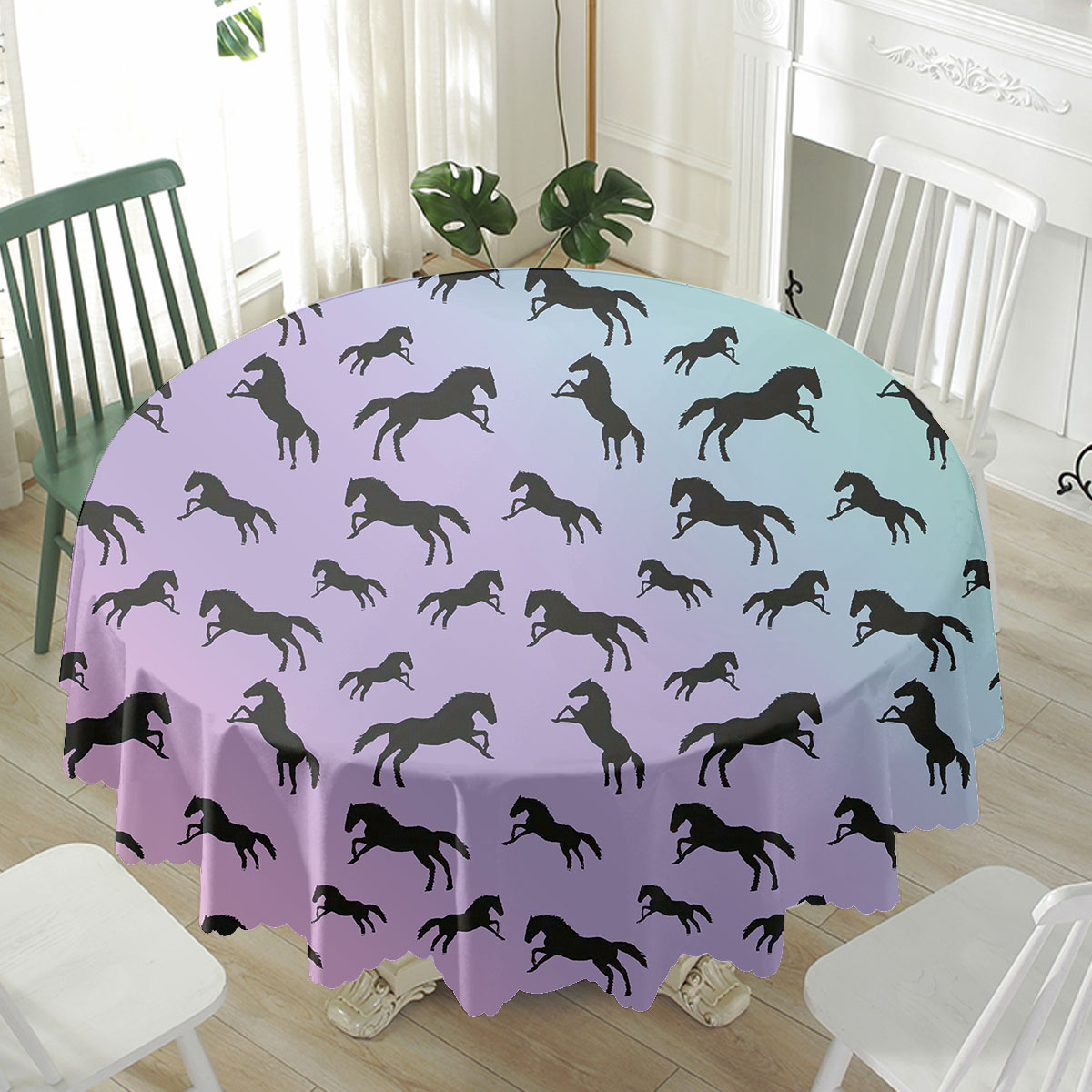 Horse Ombre Pattern Waterproof Tablecloth