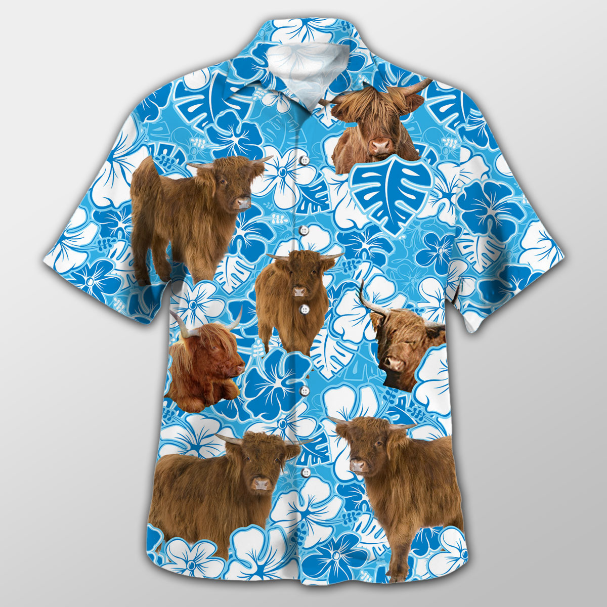 Highland Blue Floral Hawaiian Shirt