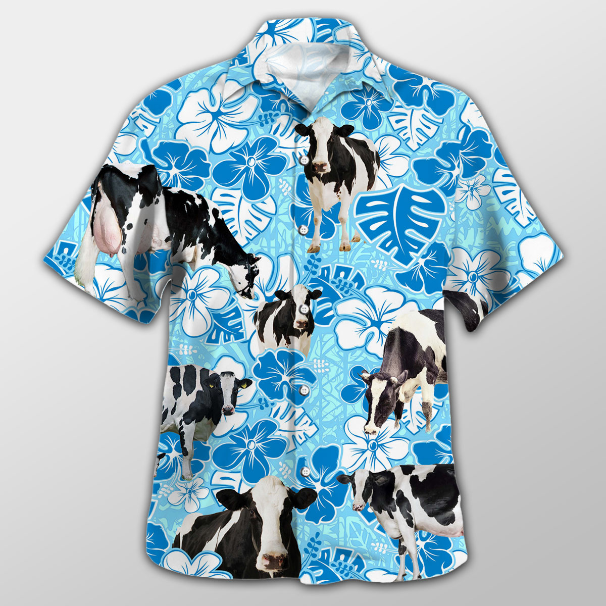 Hostein Blue Floral Hawaiian Shirt