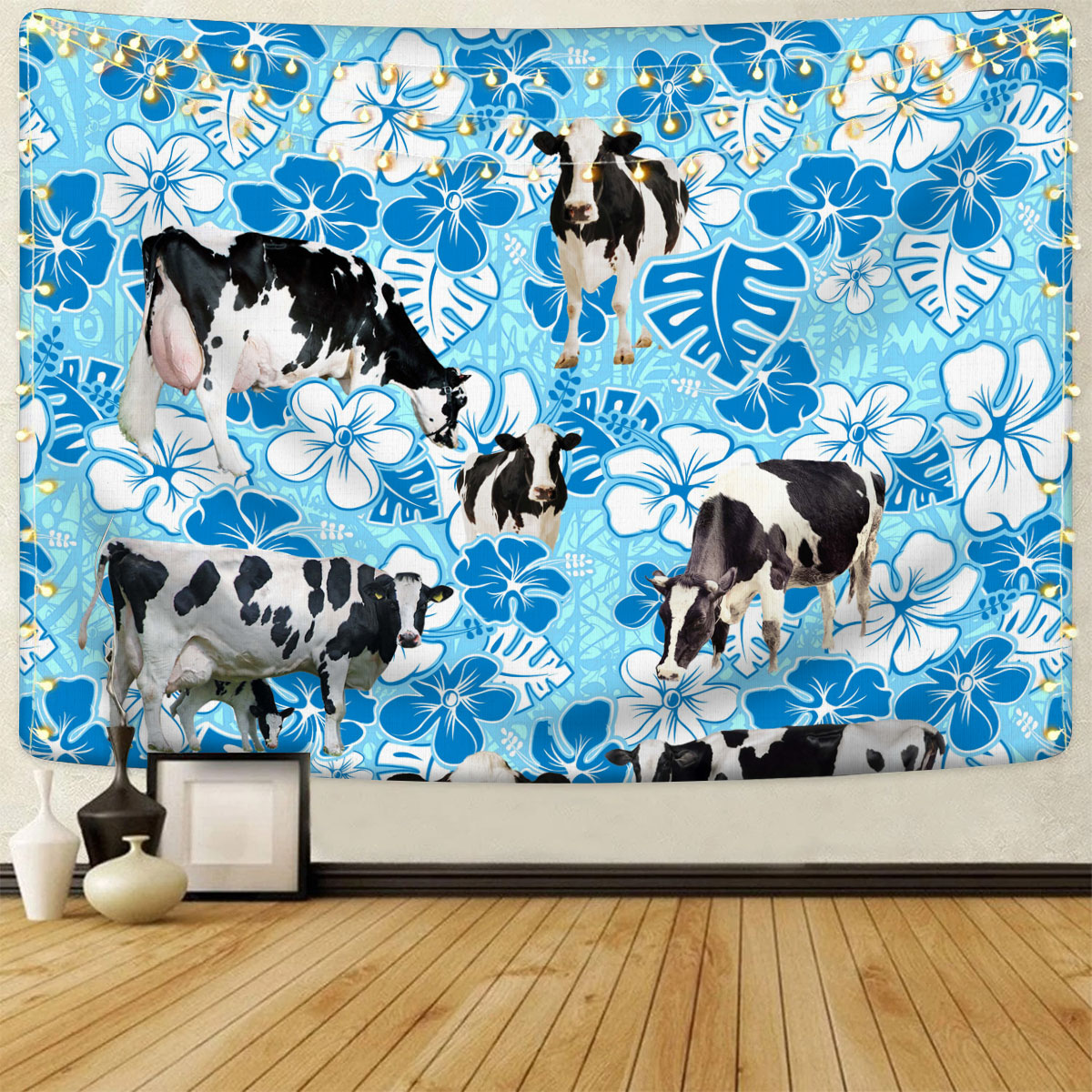 Hostein Blue Floral Tapestry