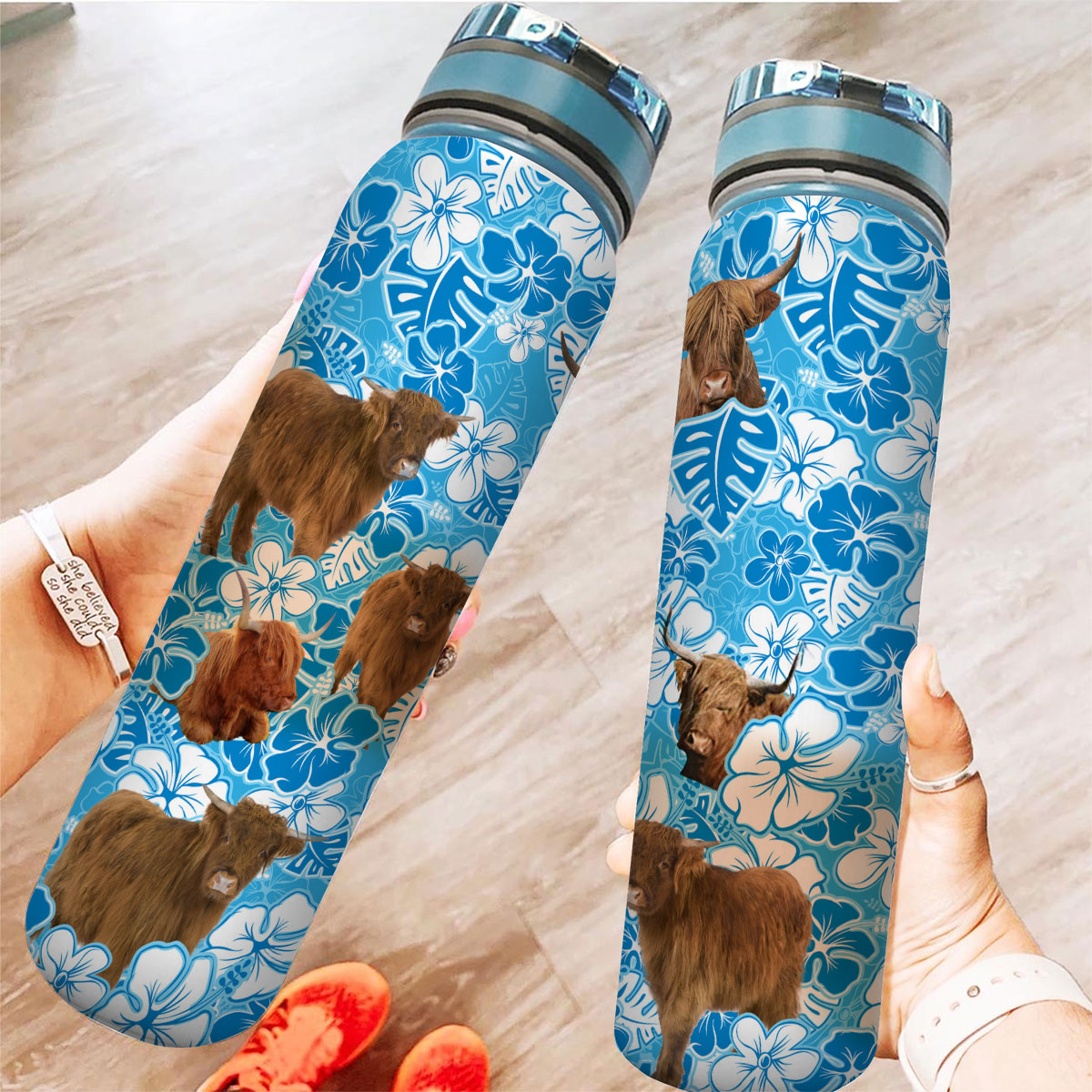 Highland Blue Floral Tracker Bottle