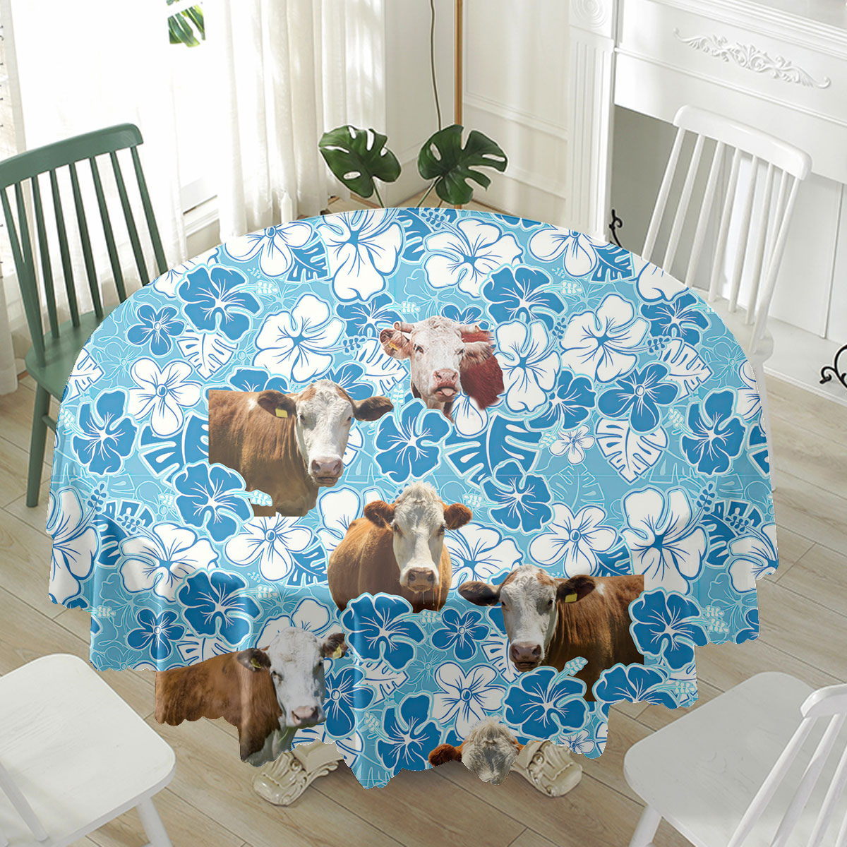 Hereford Blue Floral Waterproof Tablecloth