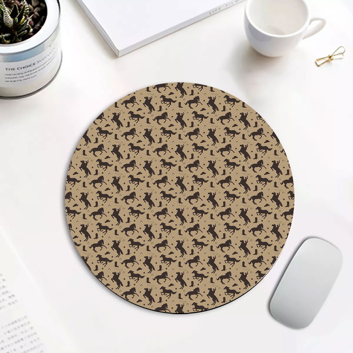 Cowboy Pattern 2 Round Mouse Pad