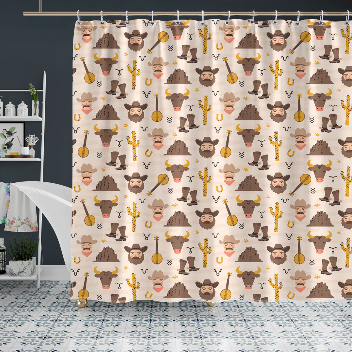 Cowboy Pattern 1 Shower Curtain