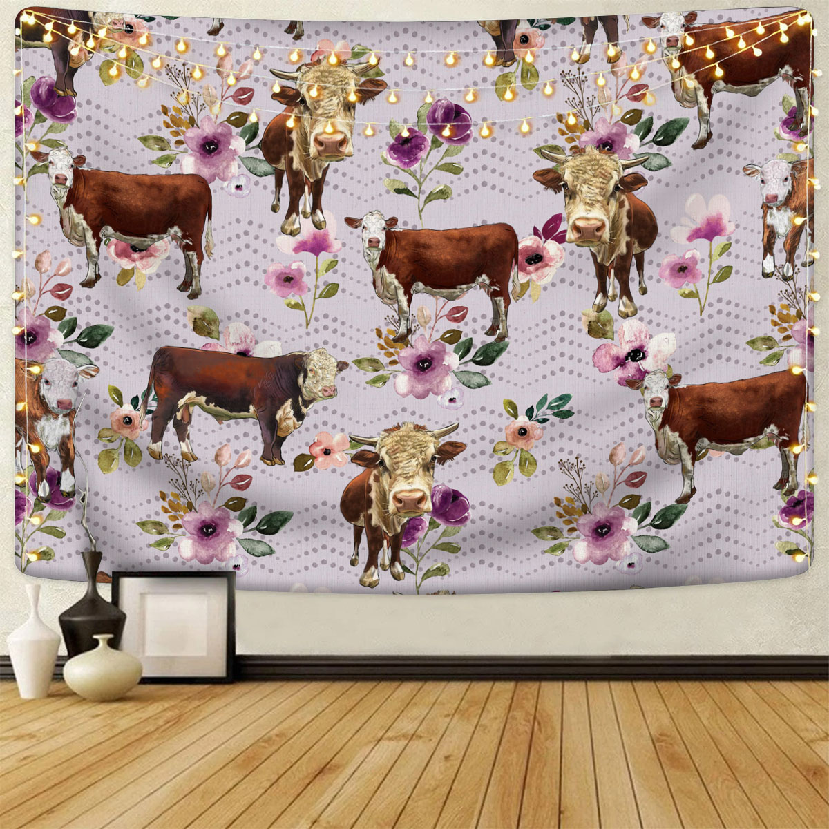 Hereford Autumn Amethyst Boho Floral Pattern Tapestry