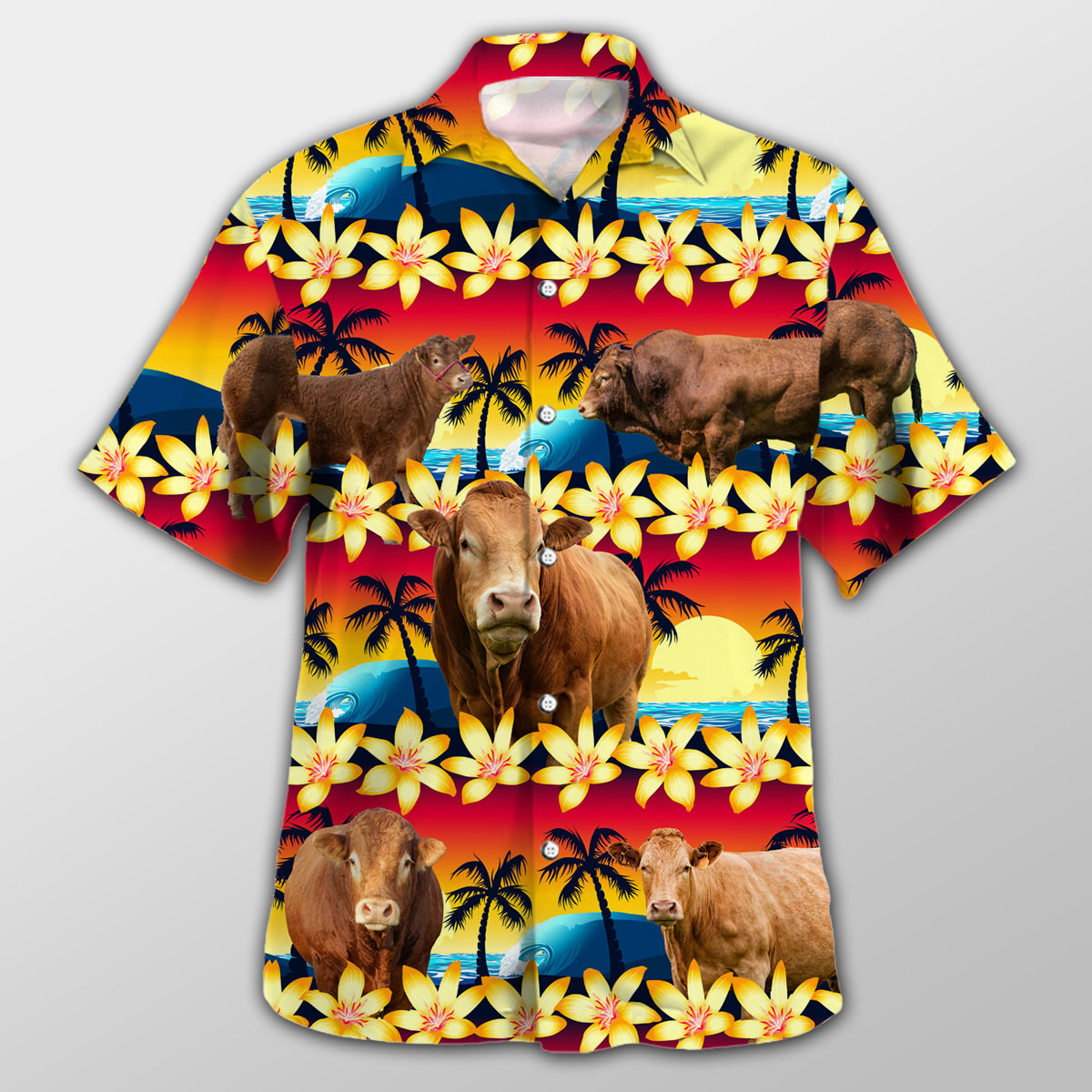Limousin Beach Sunset Hawaiian Shirt
