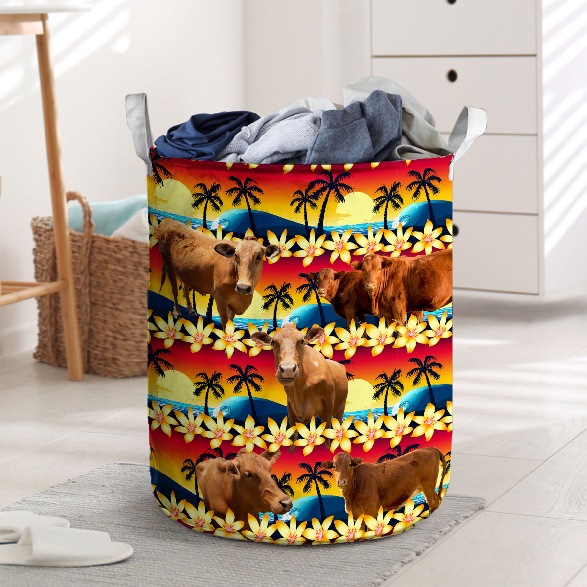Beefmaster Beach Sunset Laundry Basket