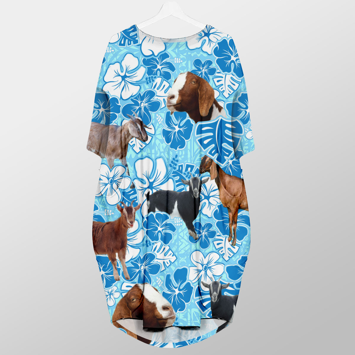 Nubian Goat Blue Floral Pocket Dress