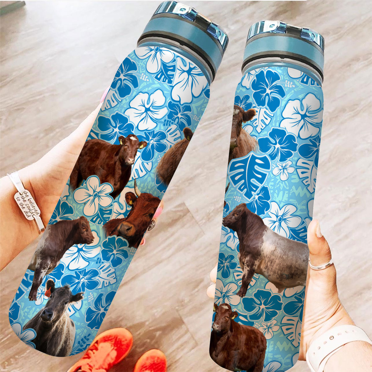 Shorthorn Blue Floral Tracker Bottle