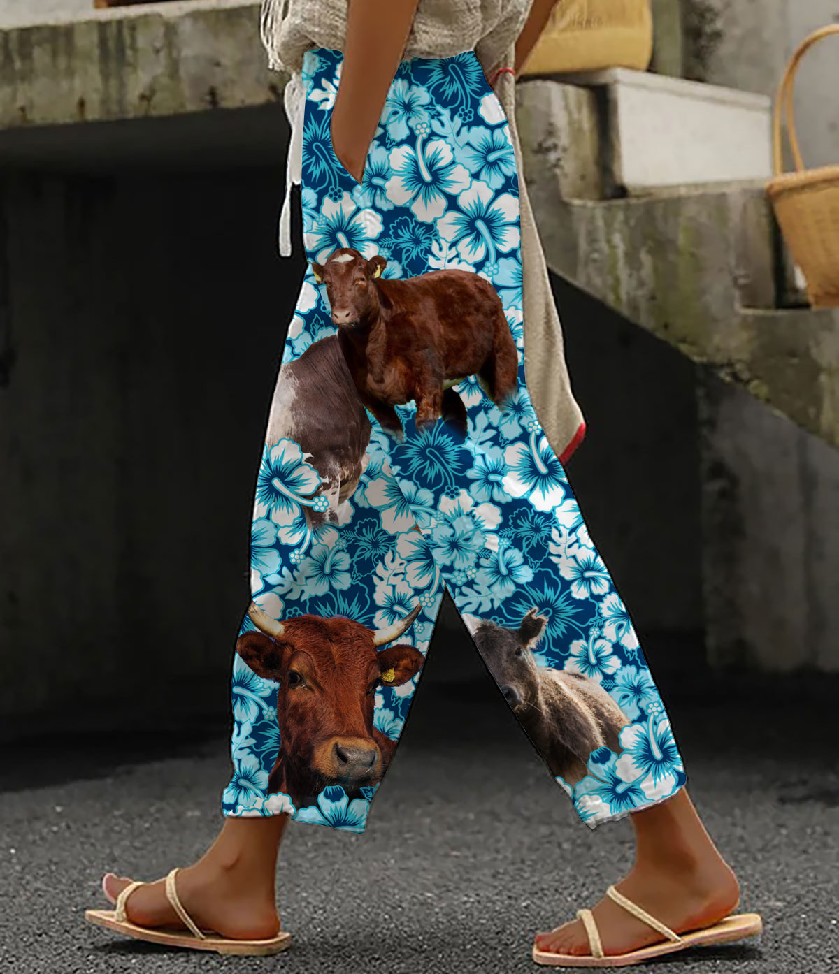 Shorthorn Blue Hibiscus Casual Pants