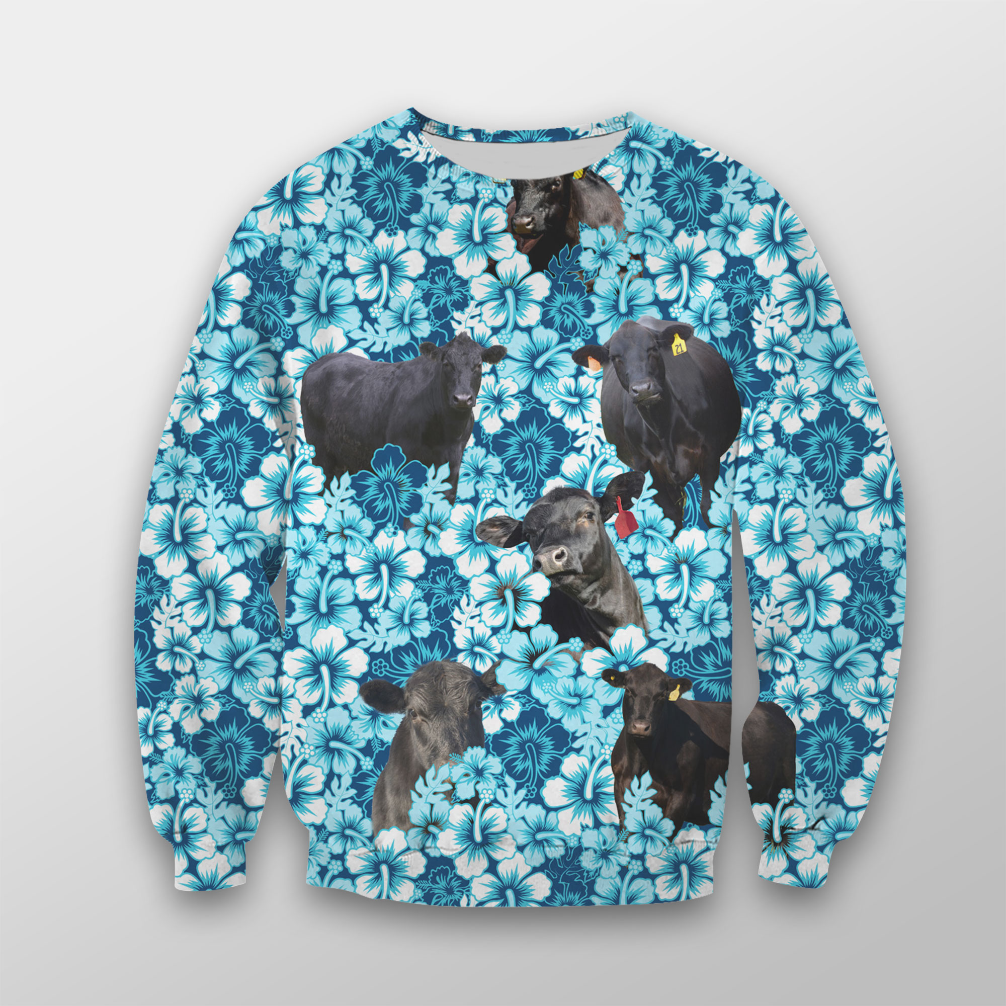 Black Angus Blue Hibiscus Fleece Sweatshirt