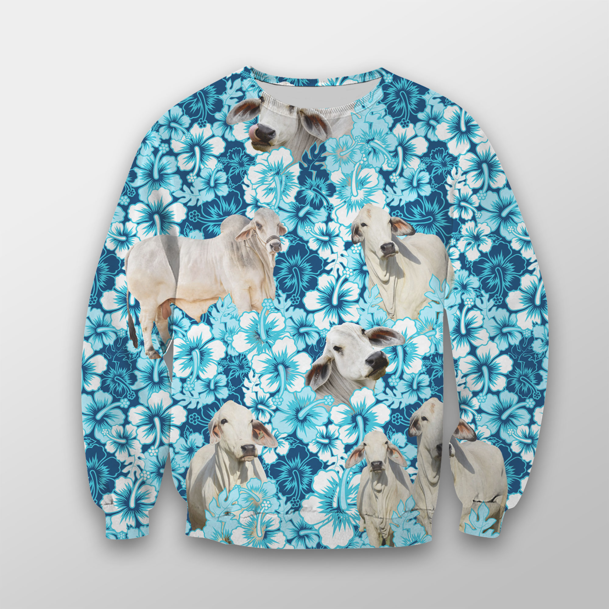Brahman Blue Hibiscus Fleece Sweatshirt