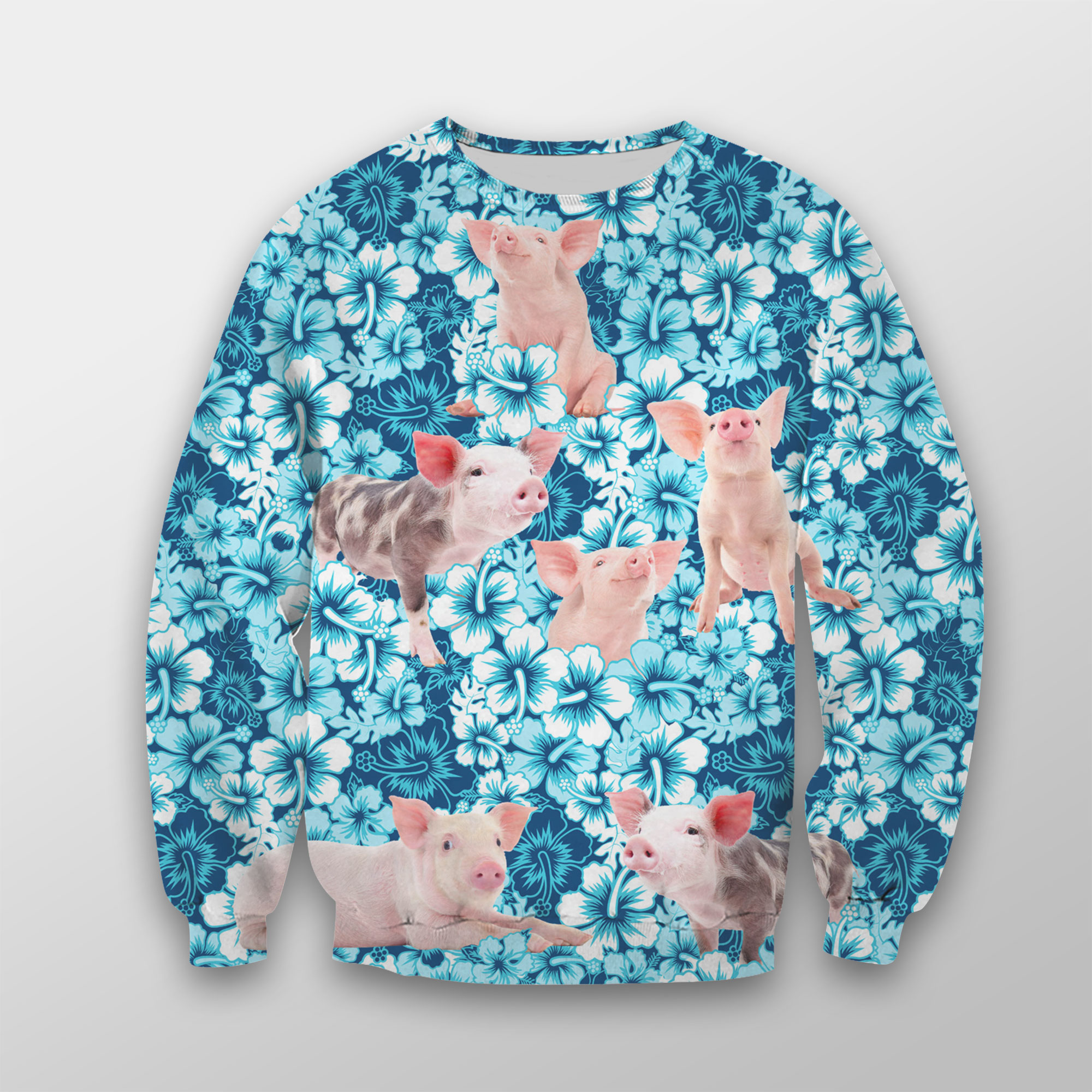 Pig Blue Hibiscus Fleece Sweatshirt