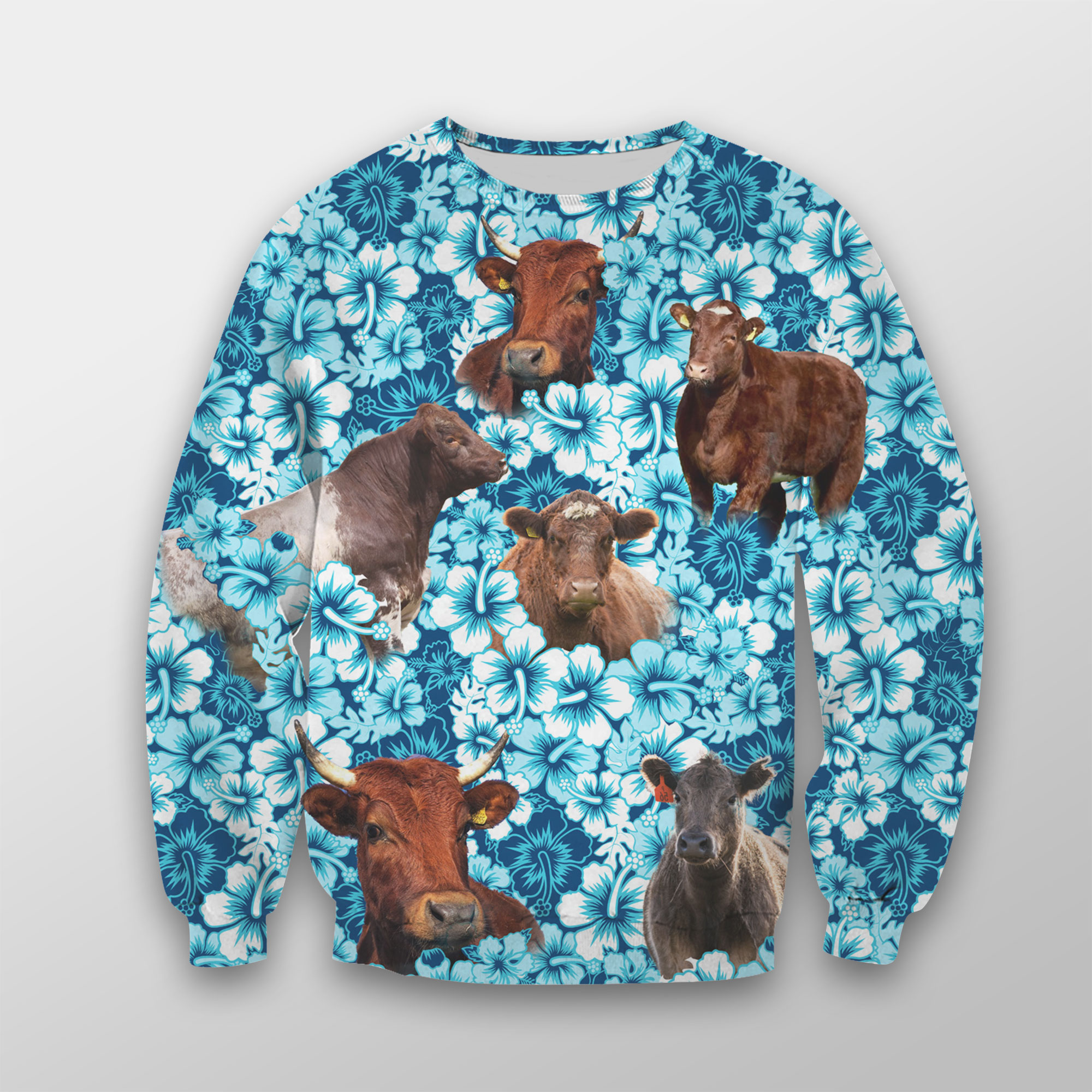 Shorthorn Blue Hibiscus Fleece Sweatshirt
