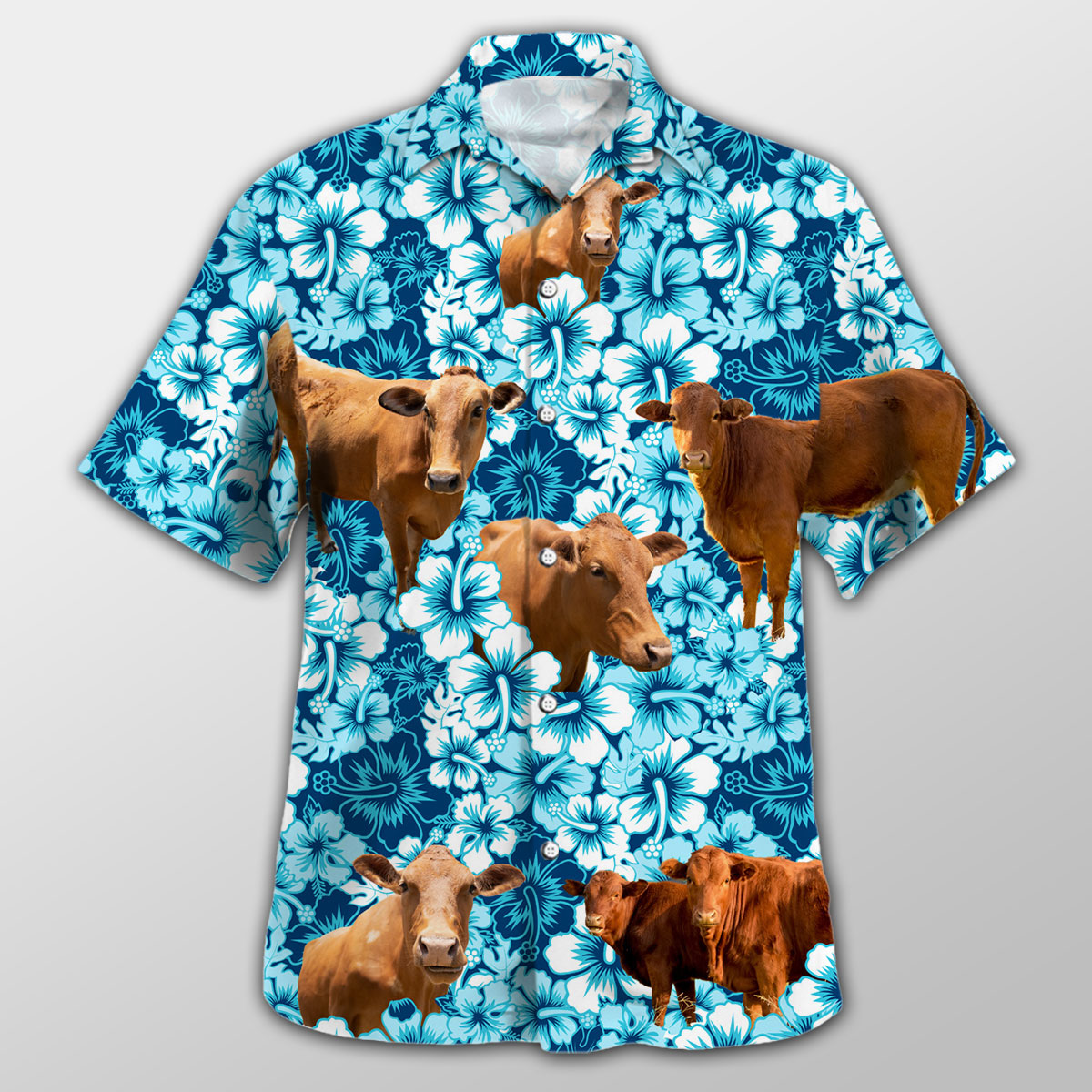 Beefmaster Blue Hibiscus Hawaiian Shirt