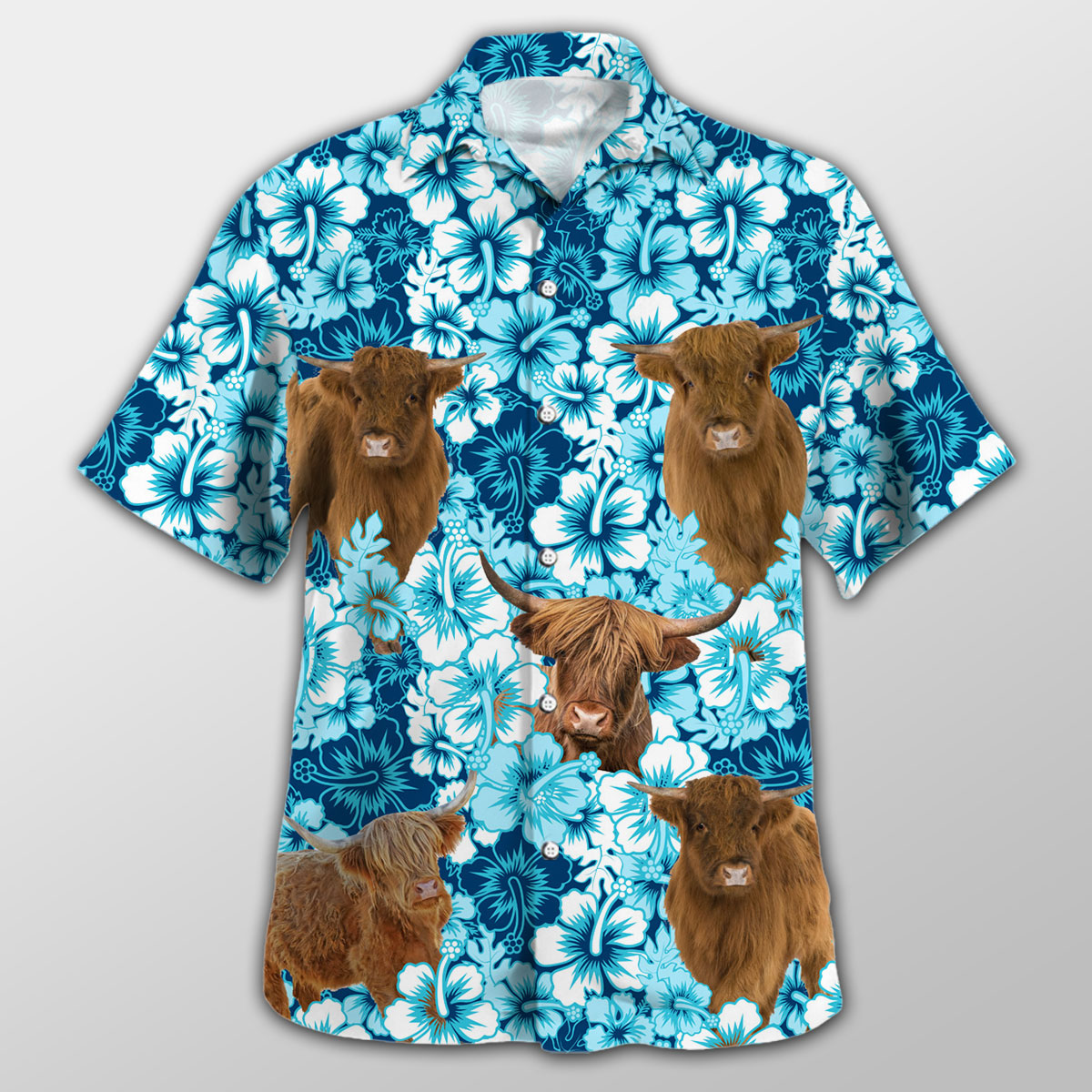 Highland Blue Hibiscus Hawaiian Shirt