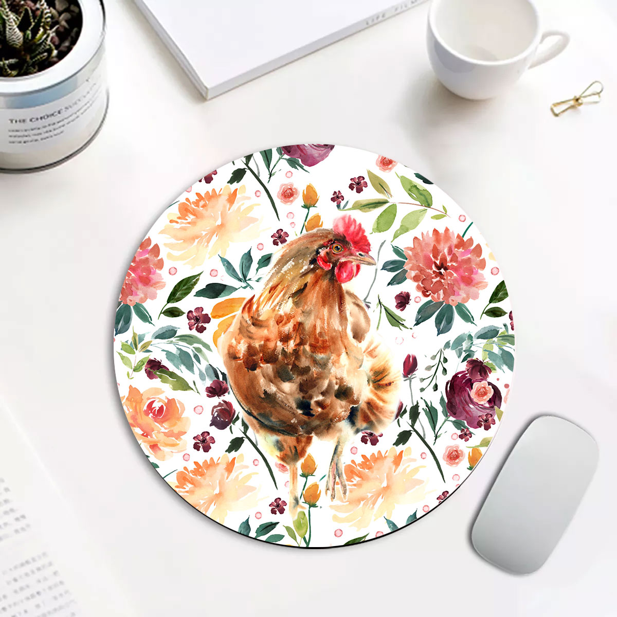 Chicken Pattern 4 Fabulous Round Mouse Pad