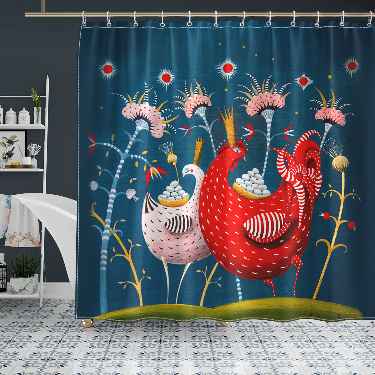 Chicken Pattern 6 Fabulous Shower Curtain