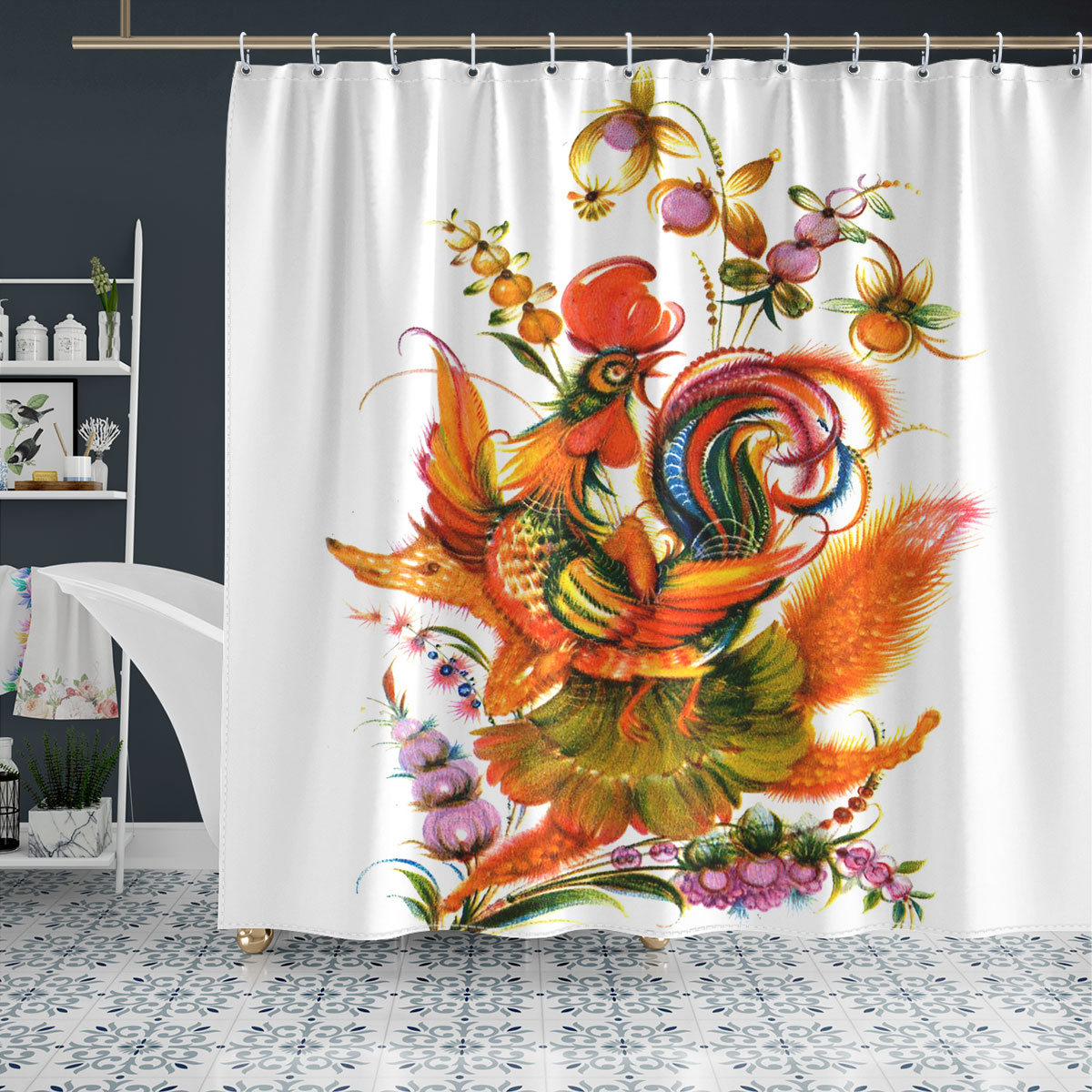 Chicken Pattern 8 Fabulous Shower Curtain