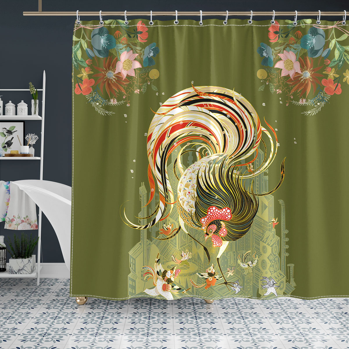 Chicken Pattern 9 Fabulous Shower Curtain