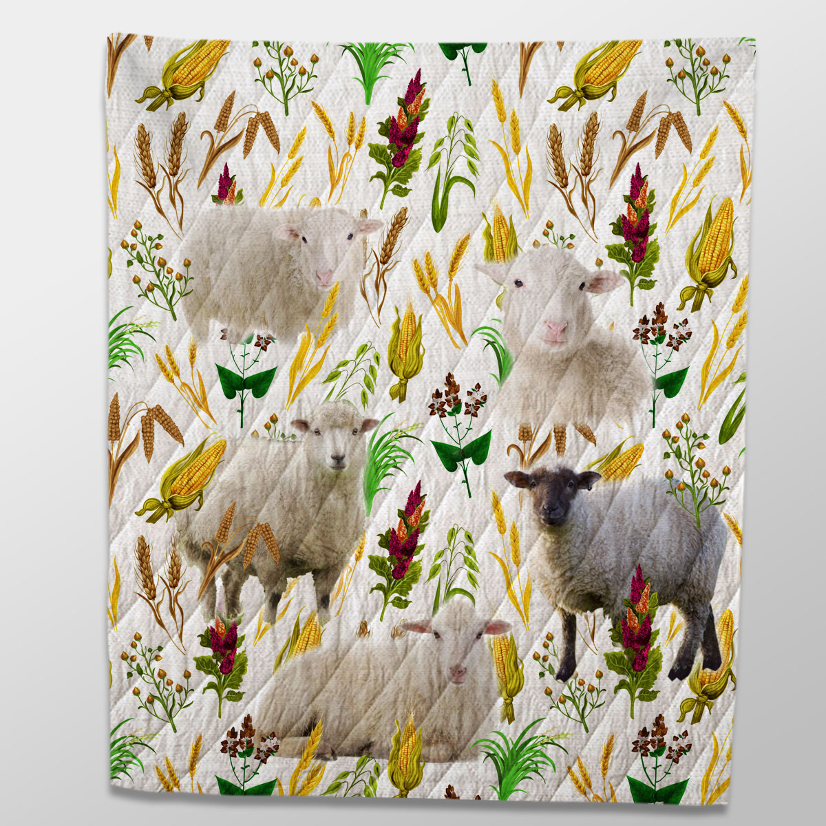 Sheep Farm Wheat Pattern Quilt