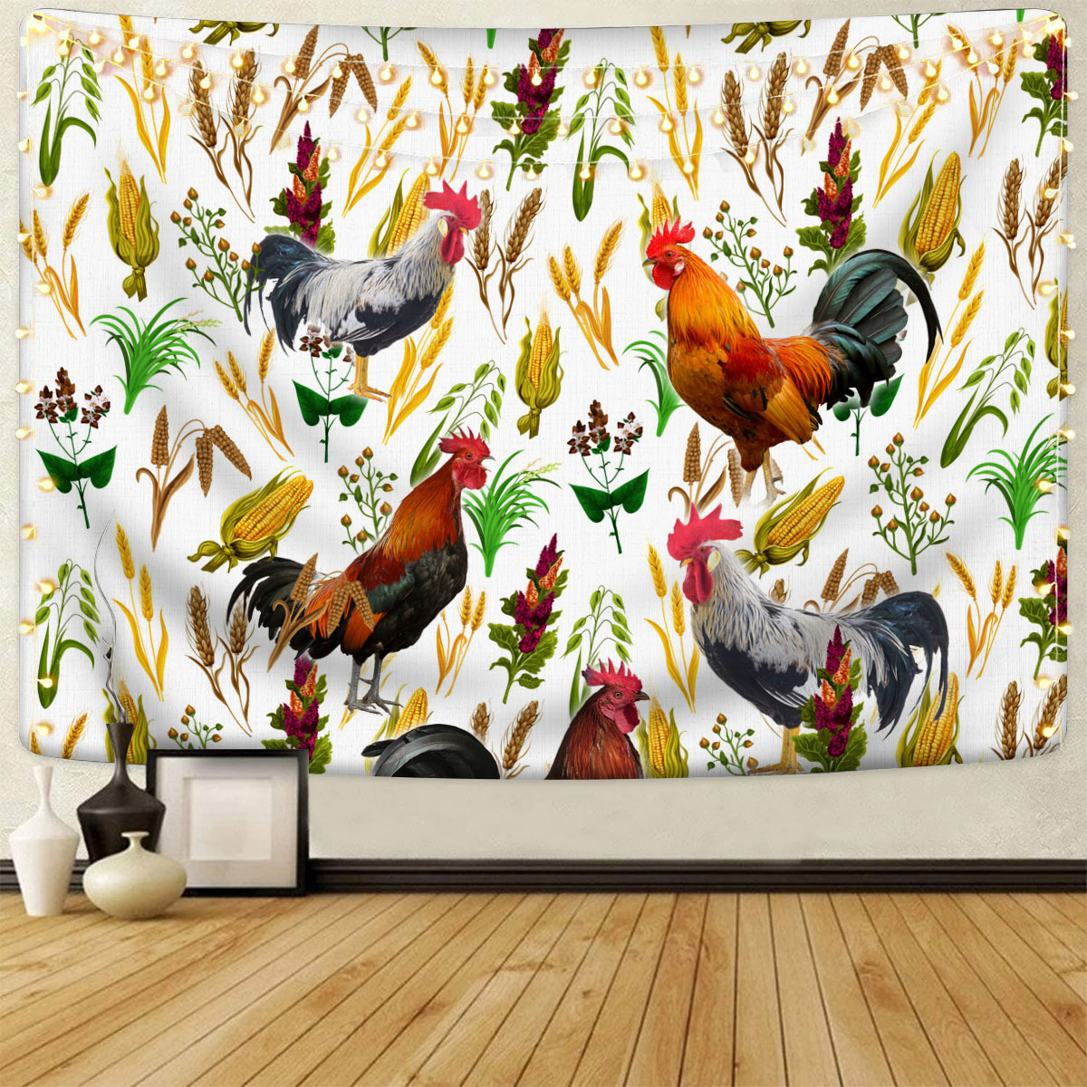 Chicken Farm Wheat Pattern Tapestry