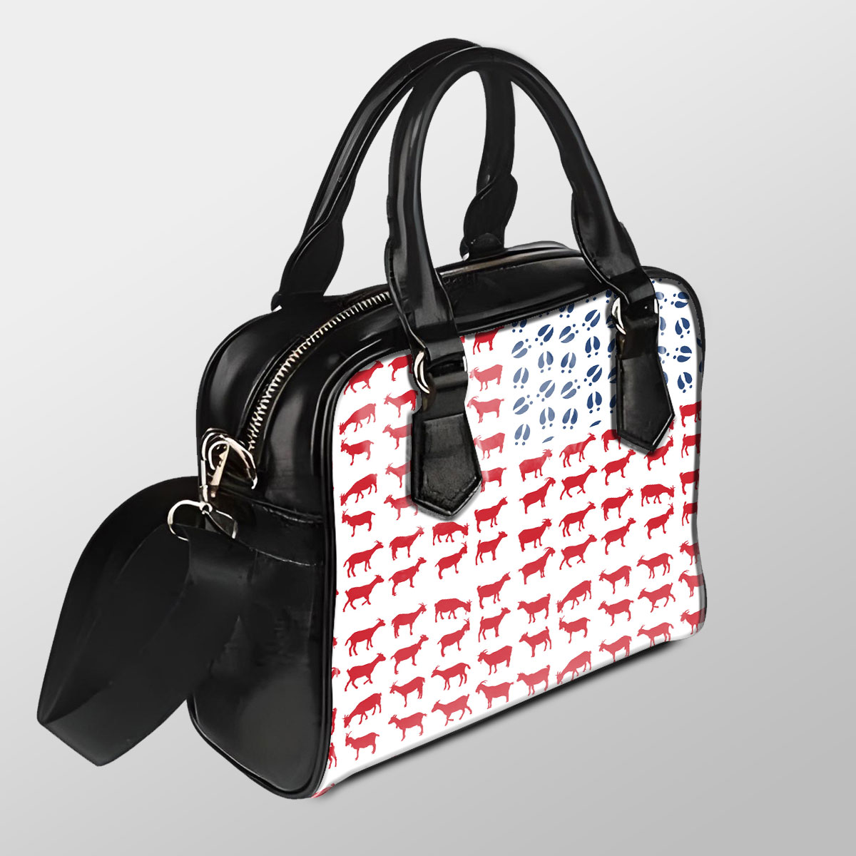 Goat Flag Pattern Pu Shoulder Handbag