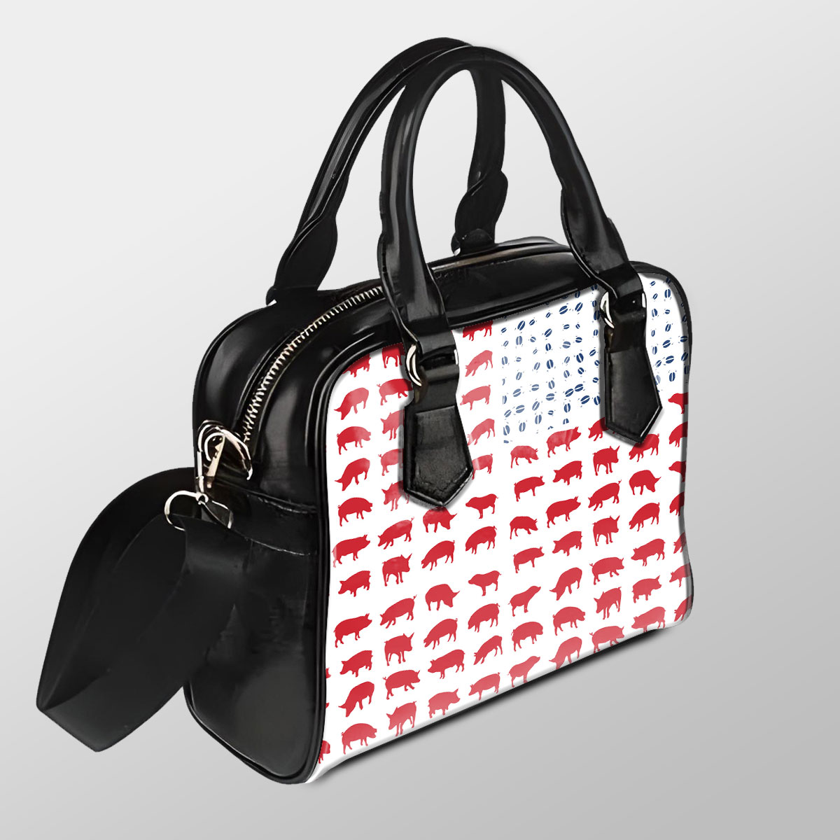 Pig Flag Pattern Pu Shoulder Handbag